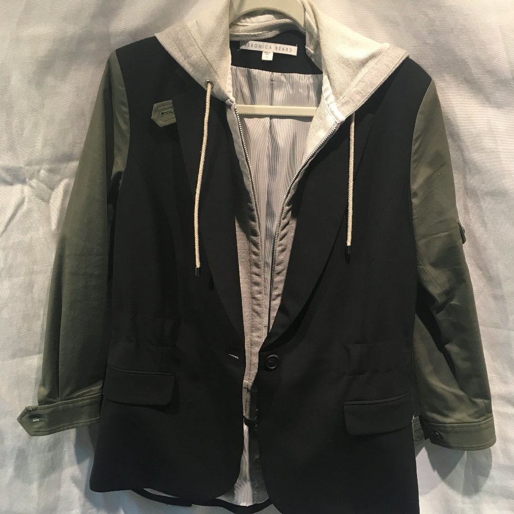 Veronica Beard Zip Hooded Jacket (Size 12)